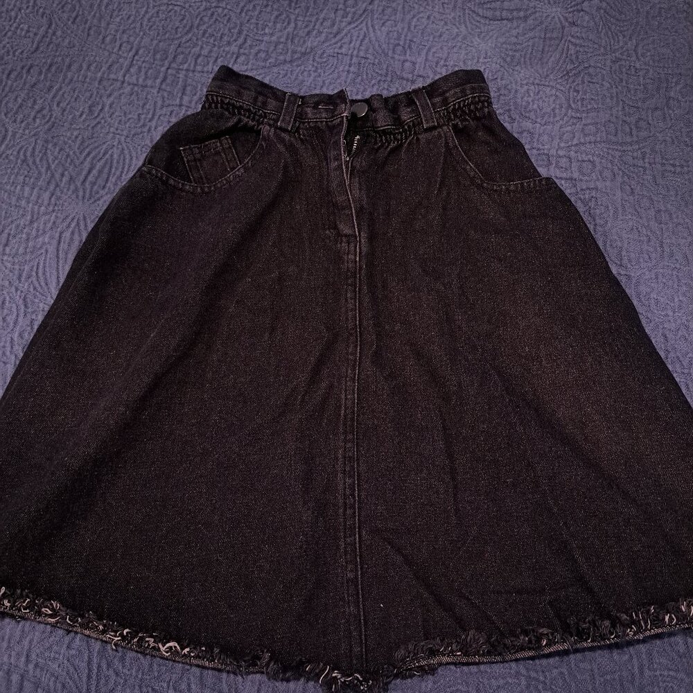 Girls Black Denim Skirt